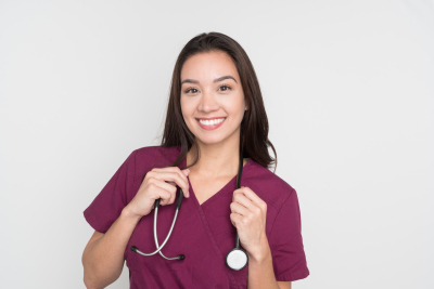 happy female nurse posing